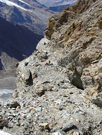 die Granatfundstelle in der Granatwand